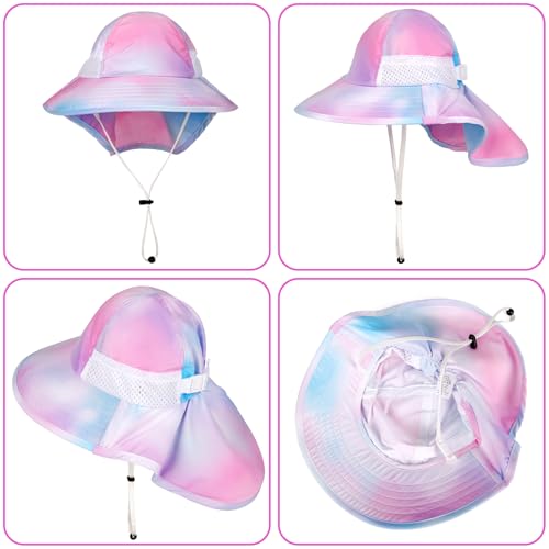 Image of Toddler Baby Sun Hat Kids Summer Beach Essentials Adjustable Beach Hats with Bucket Wide Brim for Boys Girls Age 0-14 Years