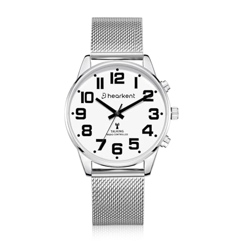 Hearkent Herren Sprechende Uhr Deutsche Sprachansage Große Zahlen Selbsteinstellende Sprechende Armbanduhr für Senioren/Blinde/Sehbehinderte Menschen Eingebauter Alarm/Stundensignal -2309M