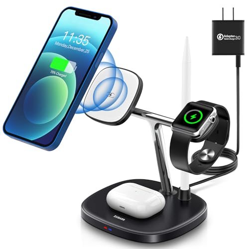 ZUBARR 4 in 1 Fast Wireless Charger, Magnetic Wireless Charging Station