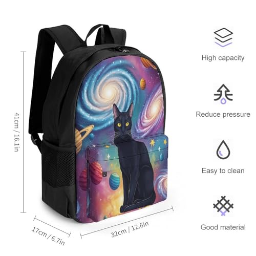 Supdreamc Backpack Anti-Theft Multipurpose Large Capacity Carry On Bag - Space Black Cat Camping Outdoor Backpack With Side Pockets2