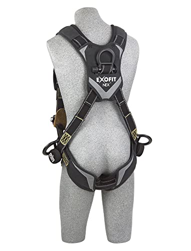 Image of 3M DBI-SALA ExoFit NEX 1113332 Full Body Arc Flash Climbing Harness, 4 PVC Coated Alum. D-Rings, Nomex /Kevlar Web, Comfort Padding, Locking QC Leg Straps, Large, Black