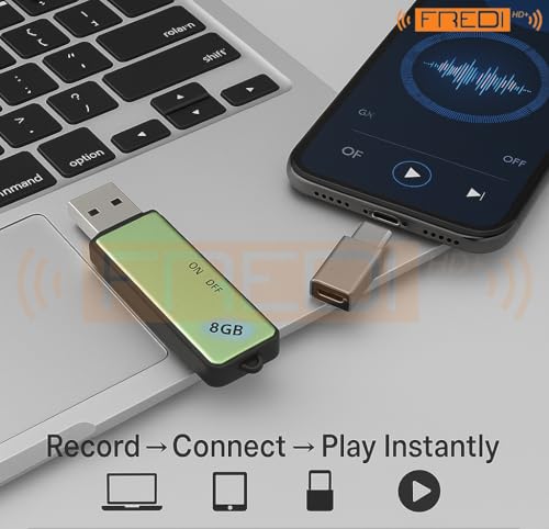 Image of FREDI HD PLUS USB Voice Recorder, Clear Audio Recording Pen Drive 8GB Inbuilt Memory Digital Voice Recorder Portable Audio Recorder for Home Office Meetings Lectures Interviews