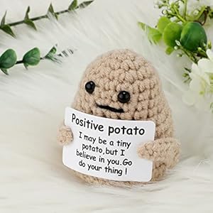 Mini Funny Knitted Wool Potato Toy with Positive Card - Creative Cute Crochet Doll Cheer Up Gift for Friends, Parties, Christmas Decoration and Encouragement Mini Funny Knitted Wool Potato Toy with Positive Card Creative Cute Crochet Doll Cheer Up Gift for Friends Parties Christmas Decoration and Encouragement