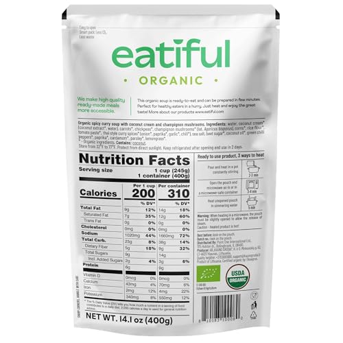 Image of EATIFUL Curry Soup, Made With Organic Vegetables, Thai Ready To Eat Vegan Curry Soup, No Added Preservatives, Gluten Free, NON GMO, 14.1 Ounce (Pack of 1)