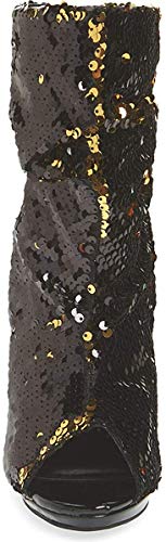 XYD Women Sexy Peep Toe Sequins Ankle Boots Stiletto High Heel Zip Up Autumn Prom Evening Party Dress Booties3