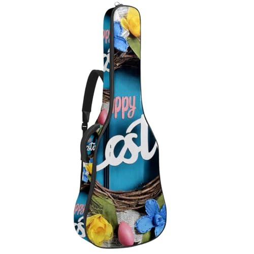Sac pour guitare acoustique 101,6 cm imperméable à motif couronne de Pâques bleue