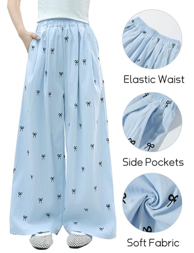 Happy Cherry Waisted Wide Leg Pants Girls Soft Elastic Lounge Sweatpants Travel3