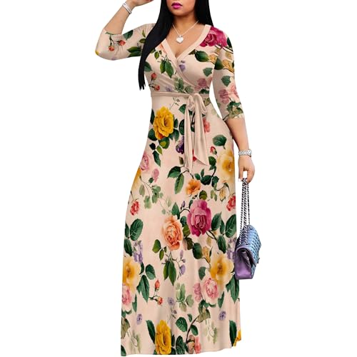 Image of PinkPatty Plus Size Maxi Dress for Women 3 /4 Sleeve Casual Long Dress