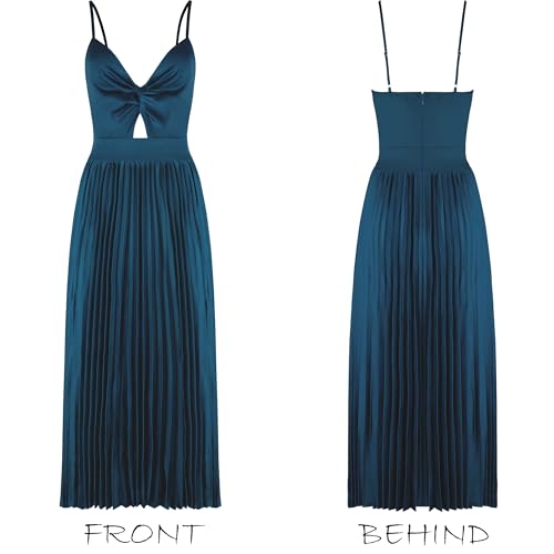 Image of CUPSHE Midi Dress for Women 2026 Party Spaghetti Straps Sleeveless Pleated Cutout Formal Dress