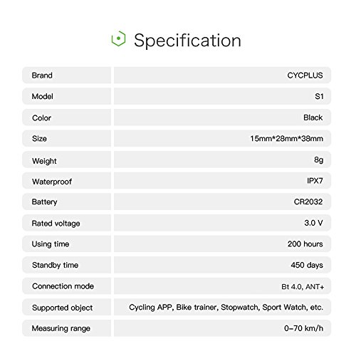 Sensor de velocidade, Romacci Sensor de velocidade sem fio BT & ANT + bicicleta bicicleta IPX7 8g ve