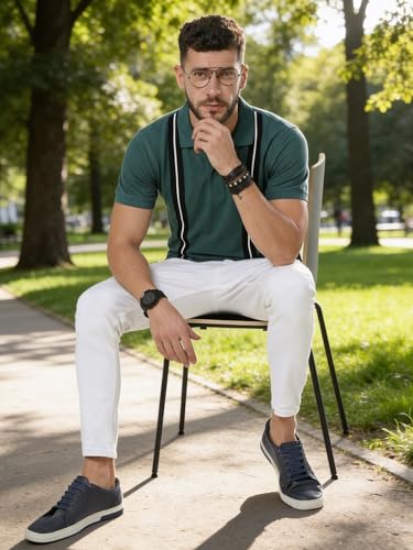 Image of fanideaz Branded Mens Half Sleeve Cotton Striped Polo T-Shirt for Mens || Polo Tshirt for Men || Branded Tshirt for Men