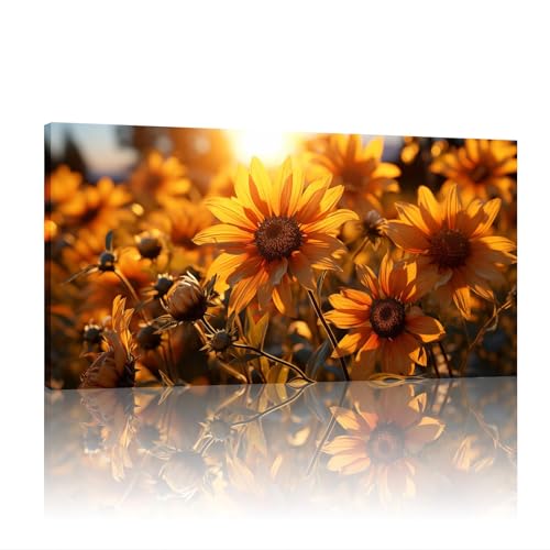 Tournesol art mural de champ de fleurs jaunes déco moderne salle à manger 45x90