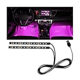 BELOMI Car LED Strip Light, 12V 24 LEDs RGB Neon Vehicle Interior Atmosphere Lamps, Waterproof Auto Decotaive Ambient Light Accessories, Universal for Vehicles, Trucks, and More（24LED/Pink Purple）