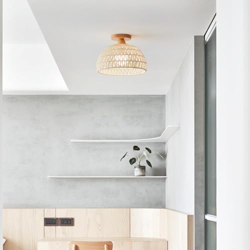 Lámpara de ratán H3TF5J tejida a mano para un pasillo elegante y natural 4