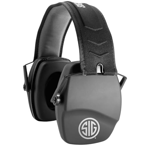AXIL x SIG SAUER TRACKR Passive Earmuffs - Compact Foldable Noise Isolation 28 SNR / 22 NRR Passive Hearing Protection Tactical Headmuffs For Shooting Range
