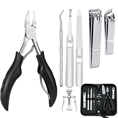 7-teiliges Maniküre Set Edelstahl Nagelknipser-Set Mit Schwarz PU Ledertasche Enthalten Nagelrillenzange Nagelpflücker…