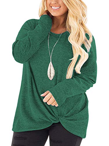 Image of DOLNINE Womens Plus Size Knotted Tops Long Sleeve Tee Shirts Loose Casual Blouse