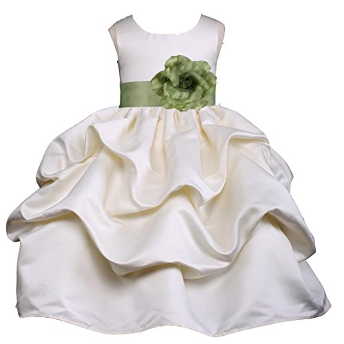 Prince Lover Wedding Flower Girl Jr. Bridesmaid Ivory Pick-Up Dress with Bow2