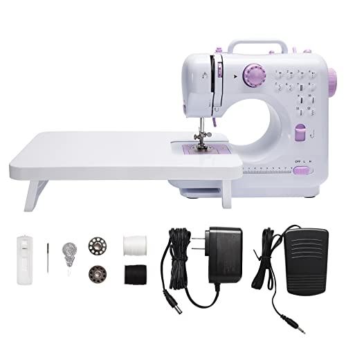Sewing Machine, Portable Sewing Machine Mini Sewing Machines Handheld Sewing Machine with 12 Built-in Stitches, 2 Speeds, Foot Pedal, Extension Table for Adult Beginners/Household/Tailor