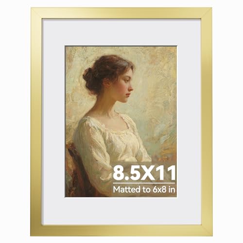 HappyHapi 8.5x11 Picture Frame Gold Wall or Tabletop Display 1 Pack