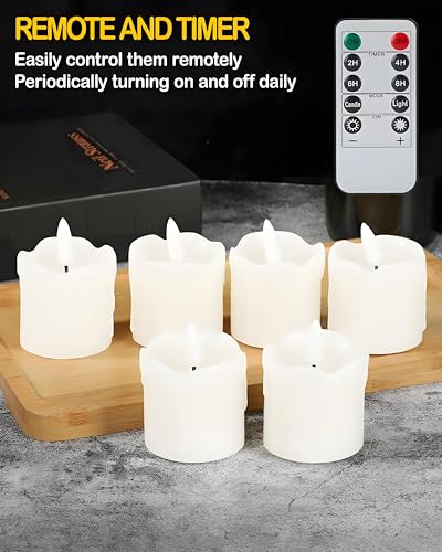 Image of Gmnee 2 inchx2 inch White Flameless Votive Candles with Remote Timer, 400+Hours Small Battery Operated LED Candles Flickering for Wedding, Party and Holiday Decoration(Battery Included)