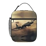 AoRom War Plane Printed Lunch Bag For Women Men,Insulated Lunch Box,Reusable Lunch Bag,Portable Lunchbox For Work Picnic, Black