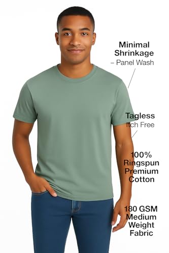 Image of Men's T-Shirts Ringspun Cotton Crew Neck Tee Shirts|Casual Wear T Shirt | Pre Shrunk with Panel Wash