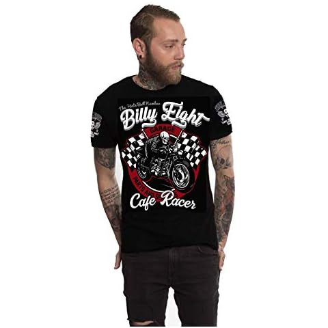 Billy Eight Cafe Racer Mens Tshirt Bikers Rocker Goth Black Cotton Graphic Tee Shirt (XL) Cover