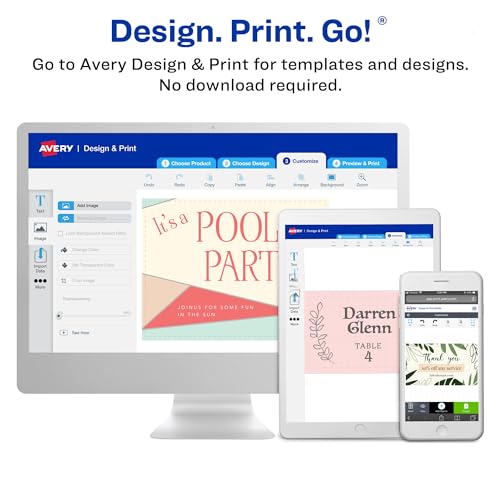 Image of Avery Clean Edge Printable Business Cards with Sure Feed Technology, 2 inch x 3.5 inch, White, 200 Blank Cards for Inkjet Printers (08871)