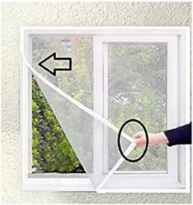Image of Autarky Fiberglass Mosquito Net for Window (Size- 21 Inch x 45 Inch / 53.3cm x 114.3cm) 120GSM Pre-Stitched & Strong Self-Adhesive Hook Tape Color - White