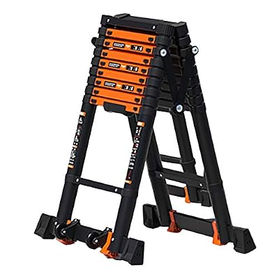 Teles Ladders Tall Telescoping Ladder - Lightweight Portable Folding Ladders A-e Aluminum Extension Stairs Steps - with Extra Wide Stable Rungs