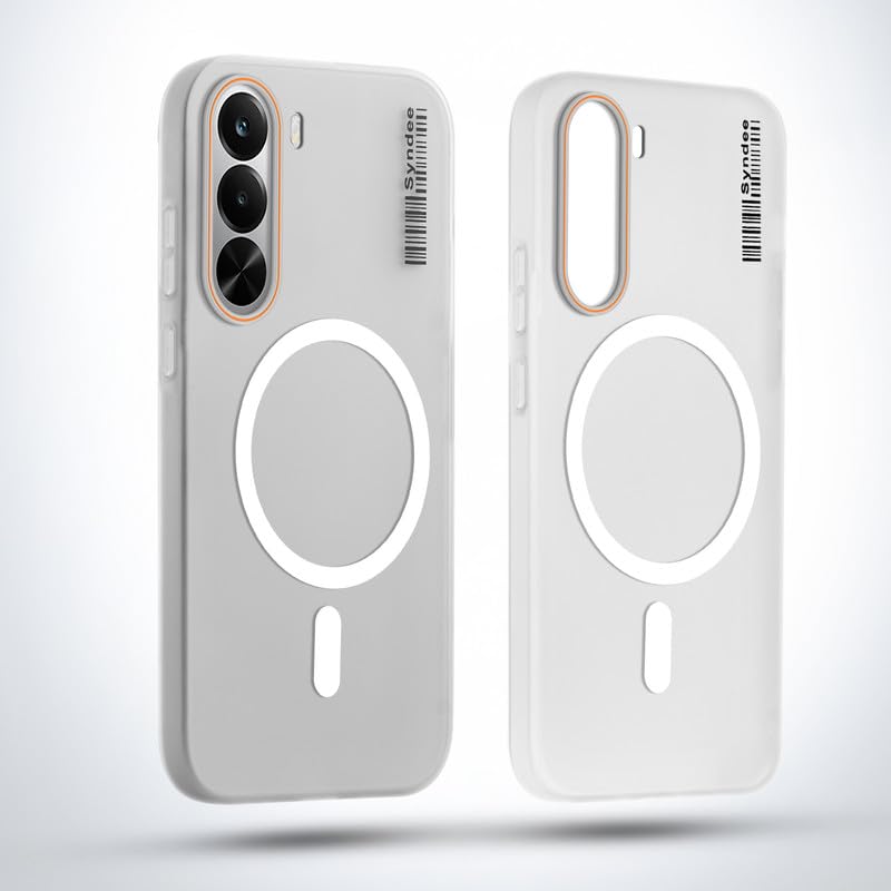 Image of Mr. Case Back Cover for Realme P4x 5G Sleek Frosted Translucent Back Only Compatible with Wireless Magnetic Accessories | Anti-Scratch Shockproof Phone Case - White