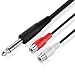 TNP Premium Stereo 1/4 Inch Male to Dual RCA Female Y Cable Adapter Splitter (8 Inch) - Male 6.35mm 1/4" TRS to Stereo 2RCA Female Connector Wire Cord Plug Jack