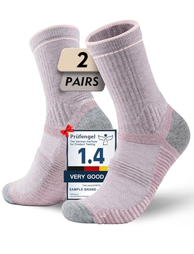 Juclise Lightweight Micro Crew Merino Wool Hiking Socks Thin Breathable Seamless Anti-Blister Moisture Wicking Cushioned(Taro Mochi 2 pack L)