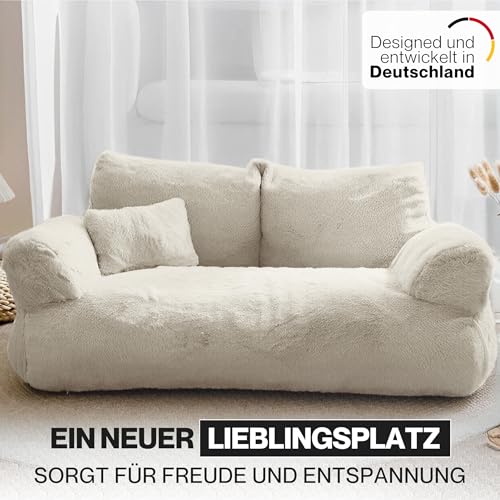 noviclass® Katzensofa Simba Katzen Hundesofa | Inklusive Mini-Kissen | 70x48cm | Katzenbett Hundebett kleine Hunde | Flauschig ausreichend gefüttert | Bezug abnehmbar (Creme)