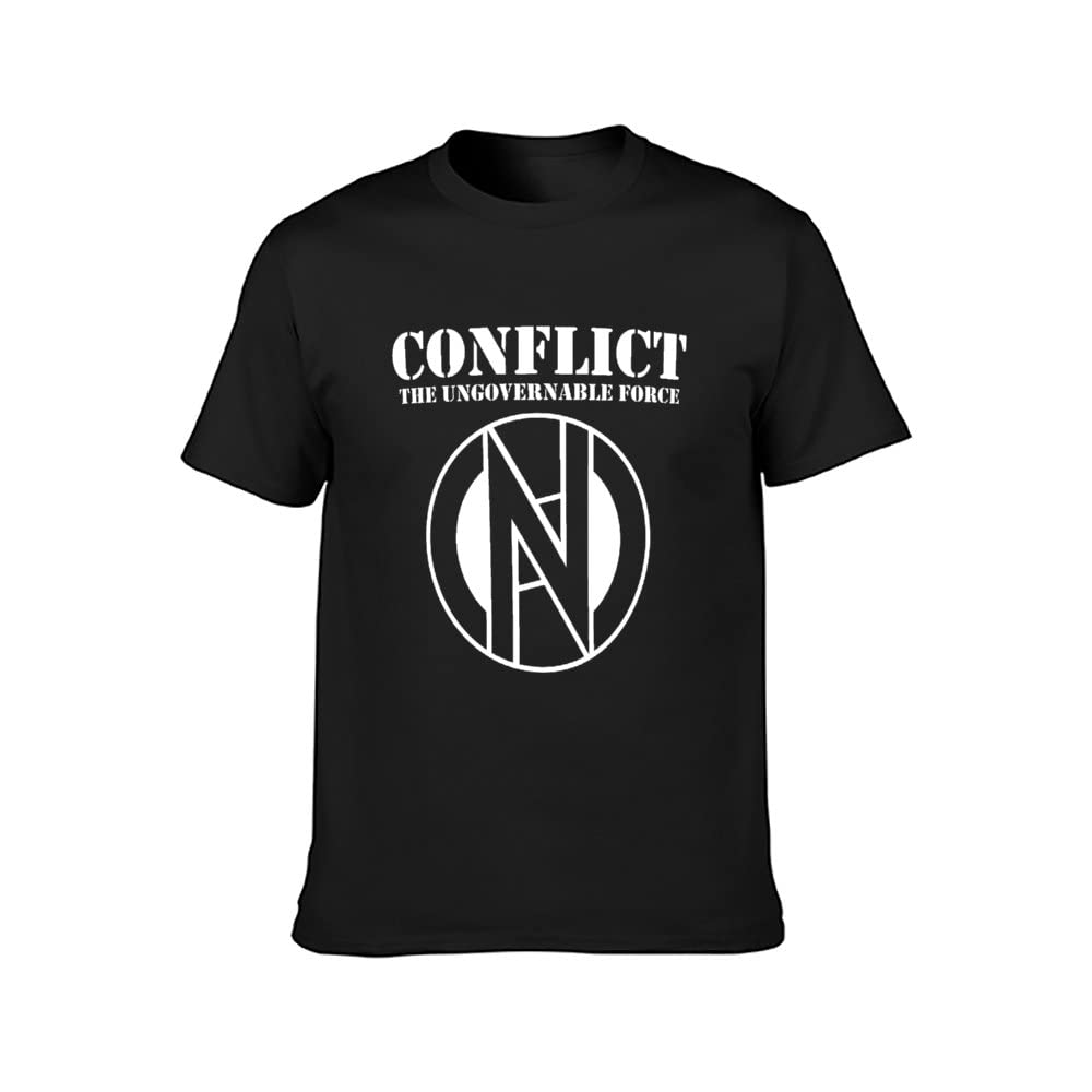 Duoduoai Unisex Black Conflict - Ungovernable Force, Punk,Anarcho Punk, Crass,Subhumans Mens 100% Cotton Tshirt Large