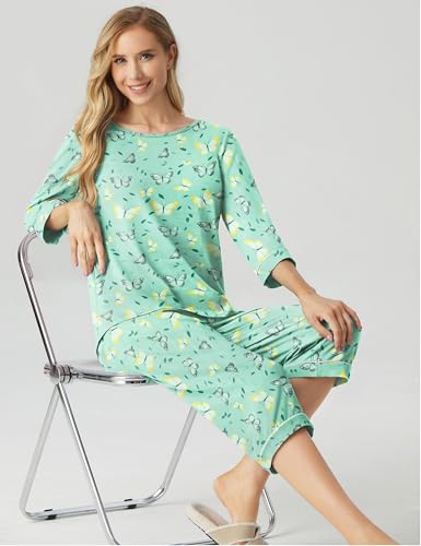 Image of PrinStory Womens Pajama Sets Capri Pjs Soft Lounge Sets XS-4XL