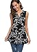 Neineiwu Women's Summer V Neck Tank Tops Loose Casual Sleeveless Shirts Blouses (Medium,White Leaves/Black)