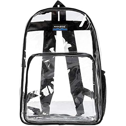 NiceAndGreat Clear Classic School Backpack for Security Checkpoint | Fits 13" Laptops | Black V2 Cover