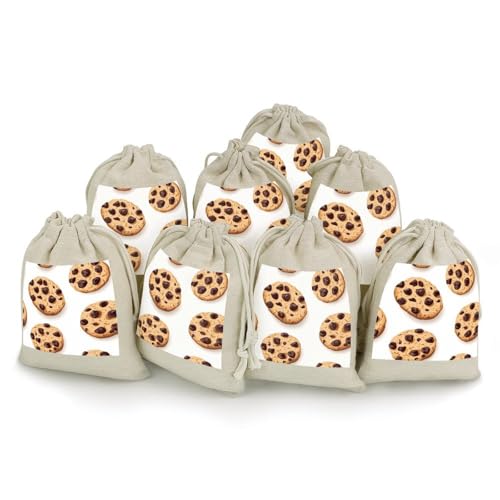 Chocolate Chip Cookies 8 Pack Small Gift Bags Cotton And Linen Drawstring Pockets Sachet Bag for Party Home Supplies