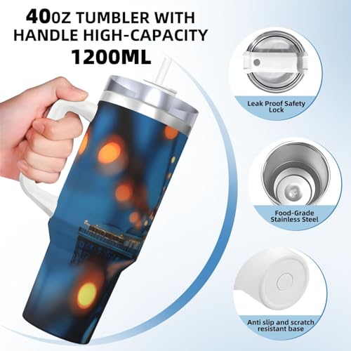 Vaso térmico de acero inoxidable 40oz con asa y sorbete miniatura 4