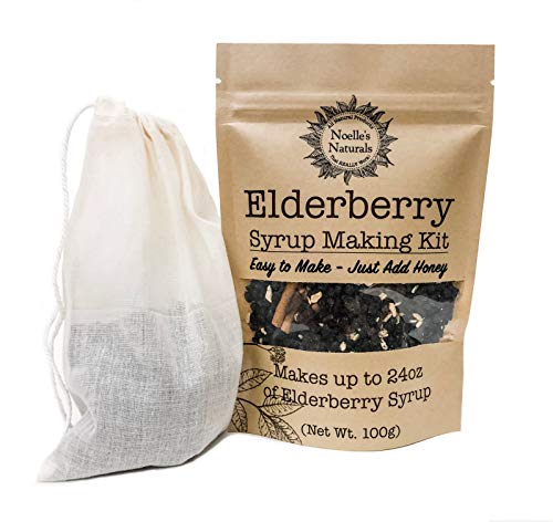 Noelles Naturals Organic Elderberry Syrup Kit - DIY Makes 24oz - Includes Free Brew Bag Elderberries Ginger Cloves Cinnamon - Natural Immune Support