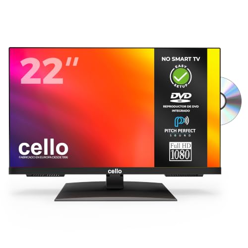 TV, vídeo y home cinema | Cello C2224f 22 Tv Full Hd Led Con Diseño Sin Marco Reproductor De Dvd Integrado Sintonizador Triple Dvb-C -S2 -T2 Pitch Sound Ideal Para Habitaciones Pequeñas Fabricado En Europa 2024