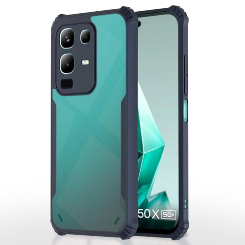Image of Pikkme Back Cover for Infinix Note 50x 5G | Ultra Hyrbid | Full Camera Protection | Raised Edge | Crystal Clear Transparent Bumper Case (Blue)