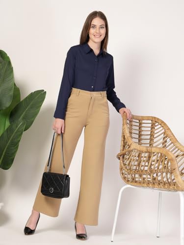 Image of Style Quotient Women Solid White Polymoss Regular Formal Shirt