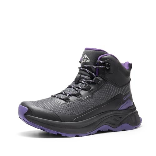NORTIV 8 Women's Waterproof Lightweight Hiking Boots Trekking for Outdoor 7 Black/Purple