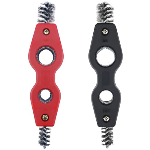 2 PCS 4 in 1 Copper Tubing Brush 1/2 in and 3/4 in Copper Pipe Cleaner Stainless Steel Coppers Tubing Wire Brush Cleaning Inside and Outside Thread for Plumbing Installation Soldering
