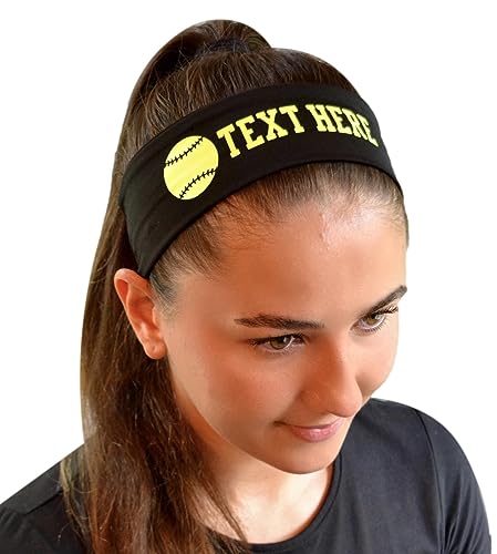 Funny Girl Designs Softball Headband Personalized with Your Custom Name and Number with NO Slip Silicone Grip