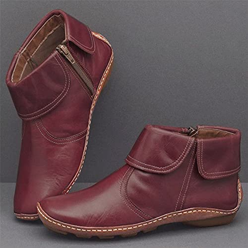 Botines modernos de tacón plano con cremallera 3