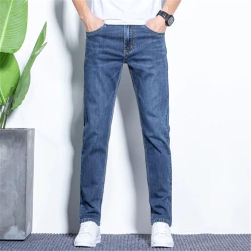 Men Spring Summer Light Blue Jeans for Stretch Denim Pants Slim Fit Trousers Pants3
